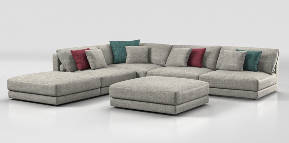Incanto D'artista - maxi corner sofa - left penisula with pouf